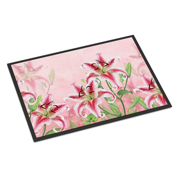 Carolines Treasures 24 x 36 in. Pink Lillies Indoor or Outdoor Mat - BB7446JMAT
