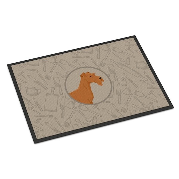 Carolines Treasures 24 x 36 in. Irish Terrier in the Kitchen Indoor or Outdoor Mat - CK2193JMAT