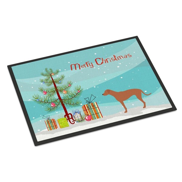 Carolines Treasures Rhodesian Ridgeback Christmas Indoor or Outdoor Mat - 18 x 27 in. - BB8439MAT