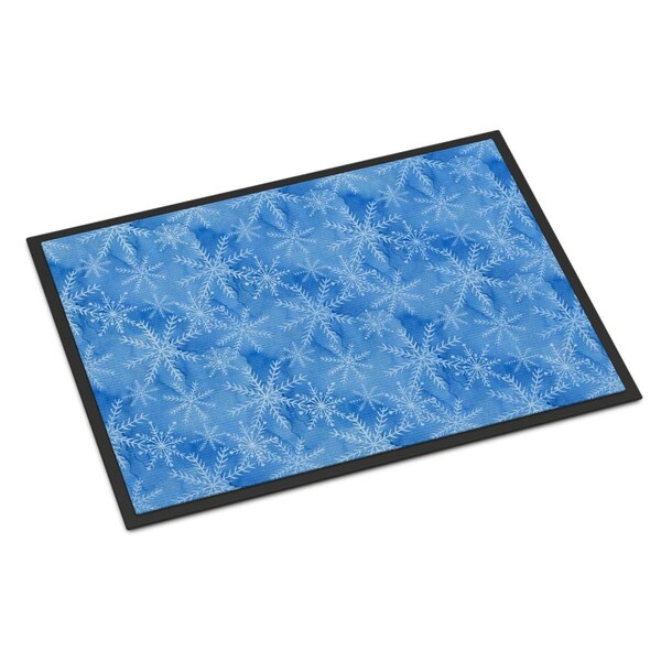 Micasa Watercolor Dark Blue Winter Snowflakes Indoor or Outdoor Mat24 x 36 in. - MI228488