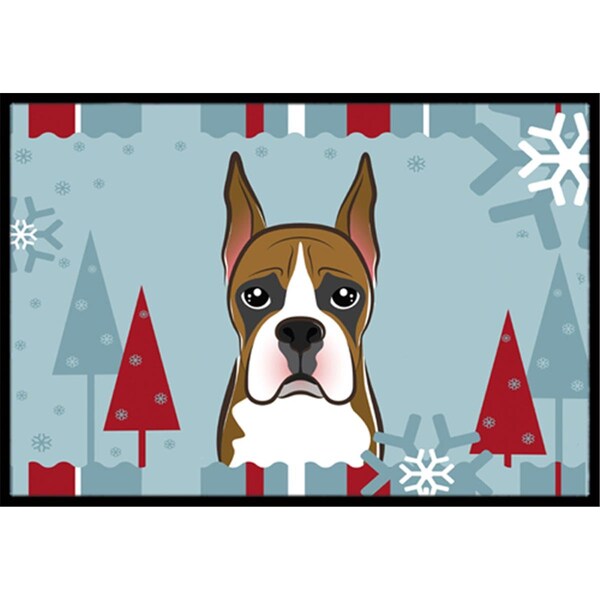 Carolines Treasures Winter Holiday Boxer Indoor and Outdoor Mat- 24 x 36 in. - BB1719JMAT
