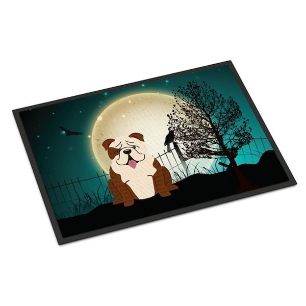Micasa Halloween Scary English Bulldog Brindle White Indoor or Outdoor Mat18 x 0.25 x 27 in. - MI222621