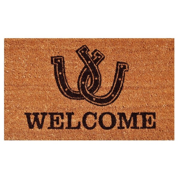 Configuracion 17 x 29 in. Horseshoe Welcome Rectangular Doormat Natural & Black - CO3367125