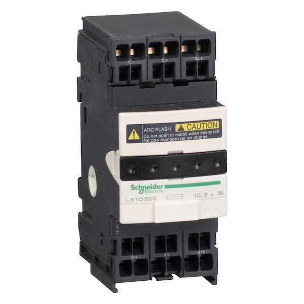 Schneider Electric Fuse disconnector, TeSys DF, 3P, 600V, 25A, tamaño del fusible 10x38mm, tipo de resorte - LS1D323