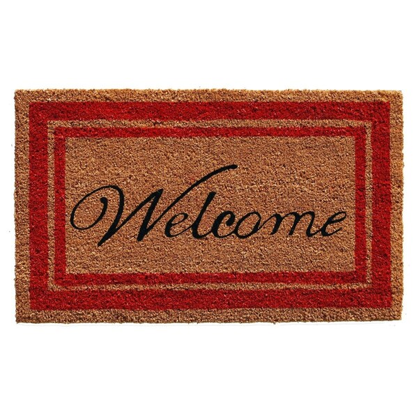 Configuracion 24 x 36 in. Red Border Welcome Rectangular Doormat Natural - CO3361363