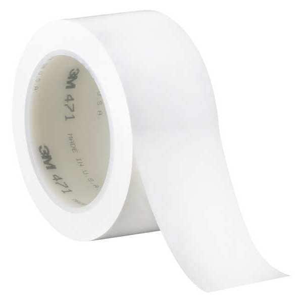 3M Vinyl Tape, 5.2 Mil, 2"x36 yds., White, PK3 - T9674713PKW