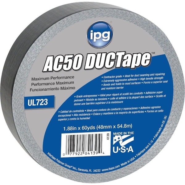 Intertape AC50 DUCTape 1.88 In. x 60 Yd. Max Contractor Grade Duct Tape, Silver - 84139