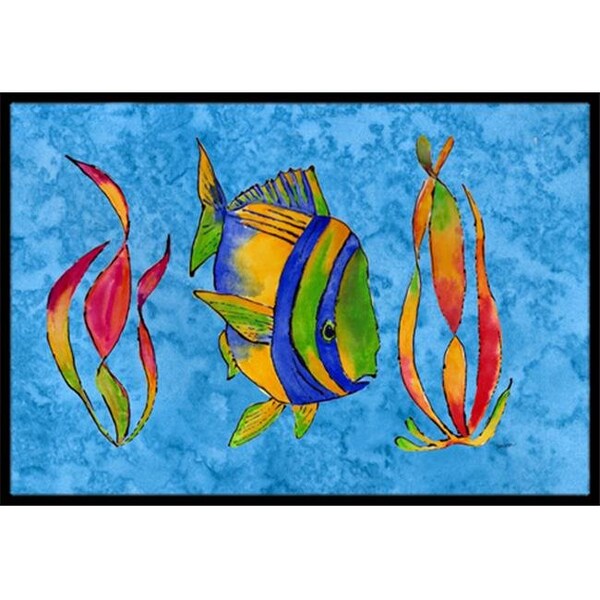 Carolines Treasures Carolines Treasures 8713JMAT Troical Fish And Seaweed On Blue Indoor & Outdoor Mat; 24 x 36 in. - 8713JMAT