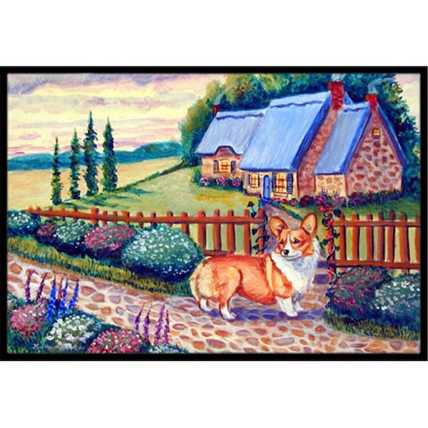 Jensendistributionservices 18 x 27 in. Pembroke Corgi at the Cottage Indoor Outdoor Mat - MI2556885