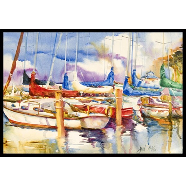 Carolines Treasures Run Away Sailboats Indoor and Outdoor Mat- 24 x 36 in. - JMK1072JMAT
