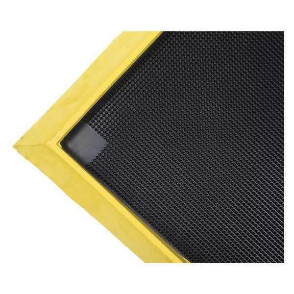 Condor Disinfecting Mat, Rubber, 2 in Thick, Black with Yellow Border, 32 in W x 39 in L - 30CL75