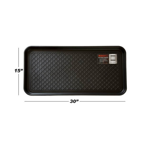 Fleming Supply All Weather Boot Tray Water Resistant Plastic Shoe Mat for Indoor and Outdoor Use, (Black, Large) - 579827RVS