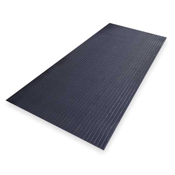 Notrax Antifatigue Mat, 12 ft. L x 3 ft. W, 3/8" Thickness, Closed Cell PVC Foam, Corrugated, Black - 410S3312BL