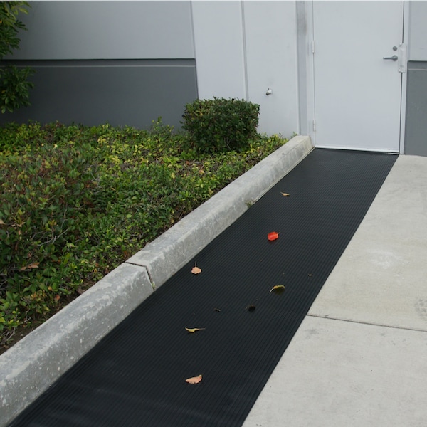 Rubber-Cal "Wide-Rib" Corrugated Rubber Floor Mat - 1/8 in x 3 ft x 20 ft - Black Rubber Roll - 03-167-WR-P