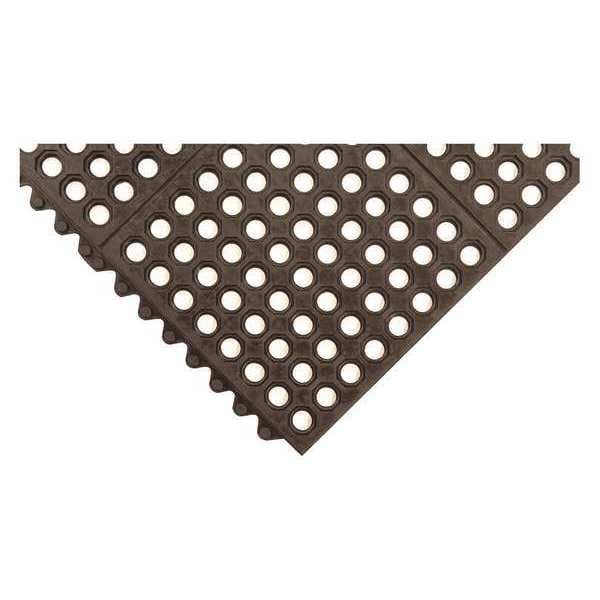 Notrax Interlocking Drainage Mat Tile, 3 ft L x 3 ft W, 1/2 in Thickness, Rubber, Mini-Diamond Studded Top - 501S0033BL