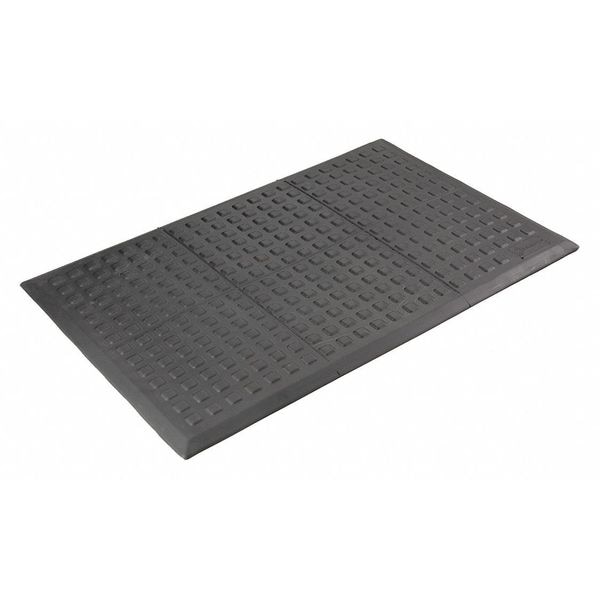 Wearwell Antifatigue Mat, 3 ft. L x 2 ft. W, 5/8" Thickness, Urethane, Square Grid, Black - 502