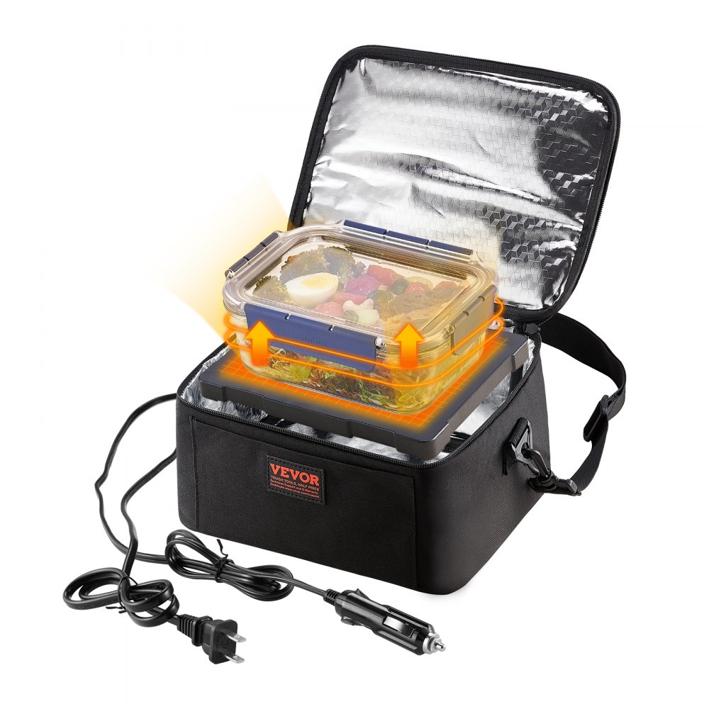VEVOR 3-in-1 Portable Oven, 12V/24V/110V Portable Food Warmer, 80W (Max 100W) Portable Mini Personal Microwave, 2QT Electric Heated Lunch Box for Car, Truck, Travel, Office, Home (Black) - DRFHDHS2QUAR3O72FV1