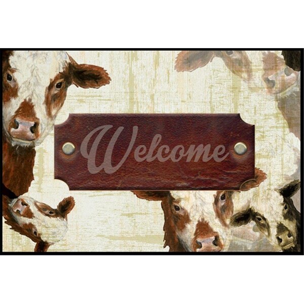 Carolines Treasures Welcome cow Indoor or Outdoor Mat - CA75228