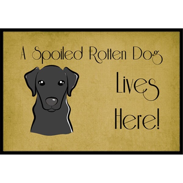 Carolines Treasures Black Labrador Spoiled Dog Lives Here Indoor & Outdoor Mat, 24 x 36 in. - CA77482