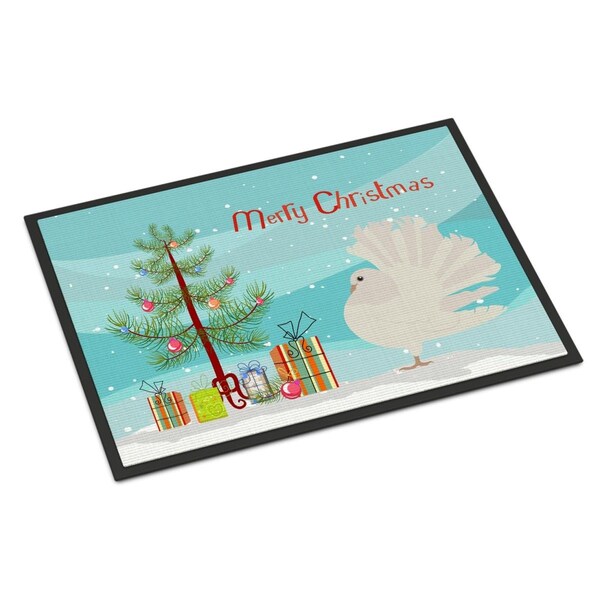 Carolines Treasures Silver Fantail Pigeon Christmas Indoor or Outdoor Mat, 18 x 27 in. - BB9317MAT