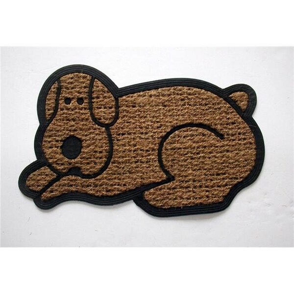 Geo Crafts Geo Crafts G115 DOG 18 x 30 in. PanamaTuffcor Rubber Back Animal Shaped Flat Weave Doormat - G115 DOG