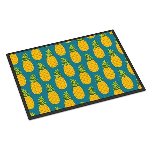 Jensendistributionservices Pineapples on Teal Indoor or Outdoor Mat; 18 x 27 in. - MI627672