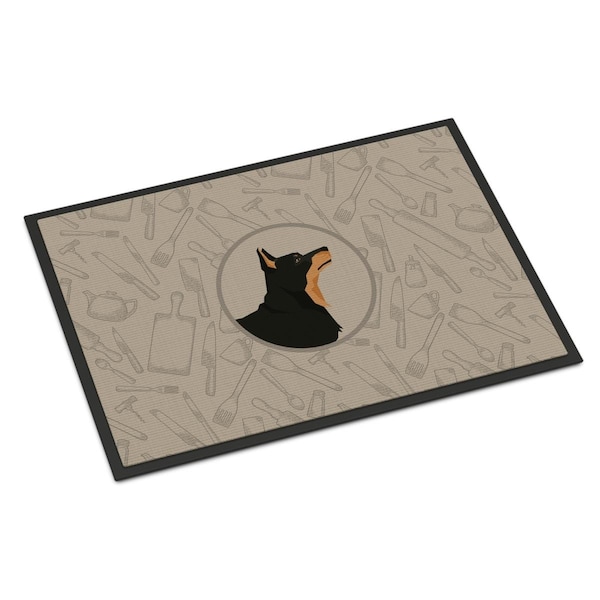 Carolines Treasures 24 x 36 in. Lancashire Terrier in the Kitchen Indoor or Outdoor Mat - CK2197JMAT