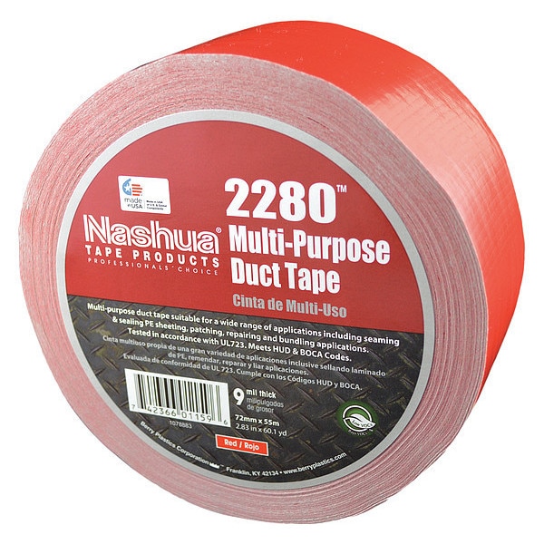 Nashua Duct Tape, 72mm W, 55m L, Industrial, Red - 2280