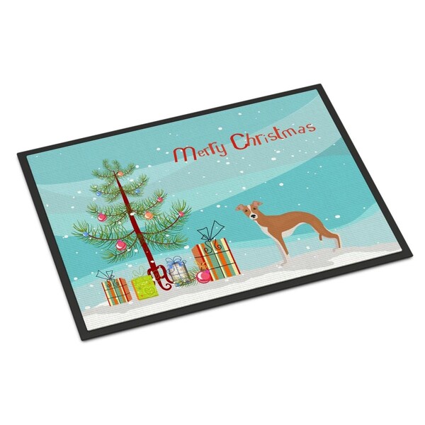 Carolines Treasures 18 x 27 in. Italian Greyhound Christmas Tree Indoor or Outdoor Mat - CK3460MAT