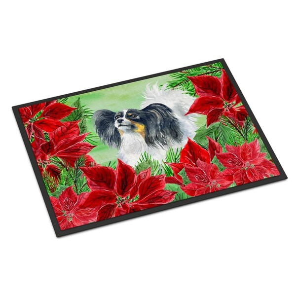 Carolines Treasures Papillon Poinsettas Indoor or Outdoor Mat, 24 x 36 in. - CK1305JMAT