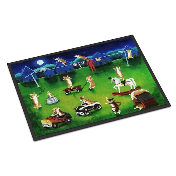 Carolines Treasures 18 x 27 in. Corgi Backyard Circus Indoor or Outdoor Mat - 7403MAT