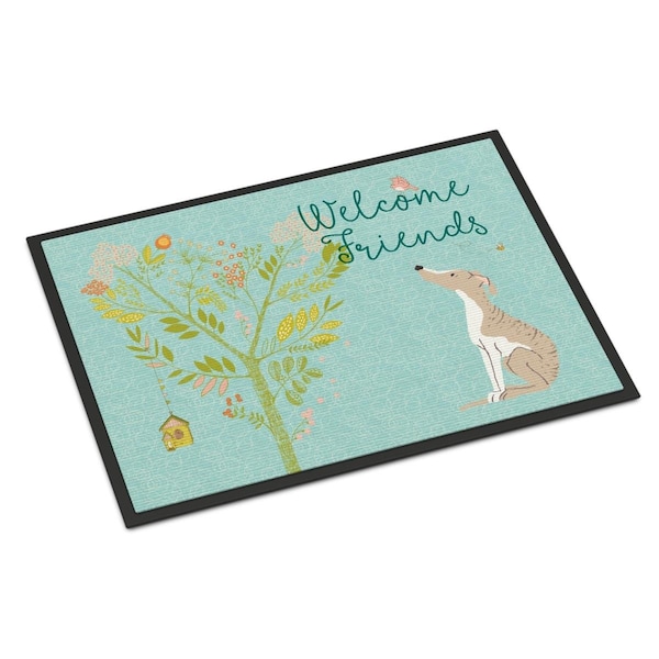 Carolines Treasures Welcome Friends Whippet Indoor or Outdoor Mat, 18 x 27 in. - BB7626MAT