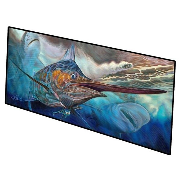 Carolines Treasures Carolines Treasures JMA2000HRM2858 28 x 58 in. Running the Guantlet Blue Marlin Indoor or Outdoor Runner Mat - JMA2000HRM2858