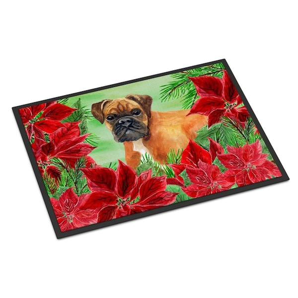 Carolines Treasures German Boxer Poinsettas Indoor or Outdoor Mat, 24 x 36 in. - CK1289JMAT