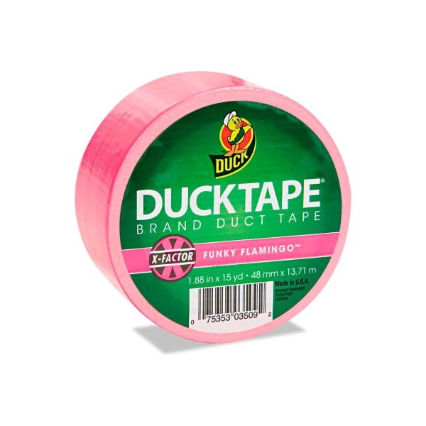 Shurtech Brands Duck Colored Duct Tape, 1.88W x 15 yds - 3 Core - Neon Pink - 1265016