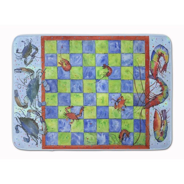Carolines Treasures Crab and Shrimp Checkerboard Machine Washable Memory Foam Mat - 8196RUG