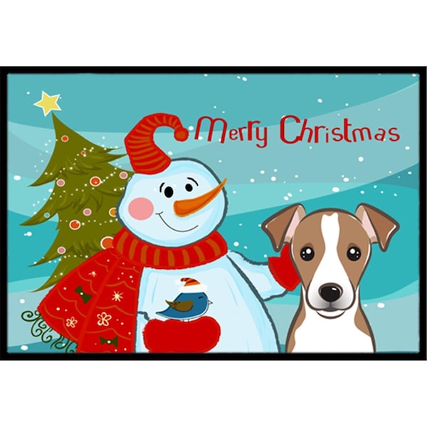 Carolines Treasures Snowman With Jack Russell Terrier Indoor and Outdoor Mat- 18 x 27 in. - BB1880MAT