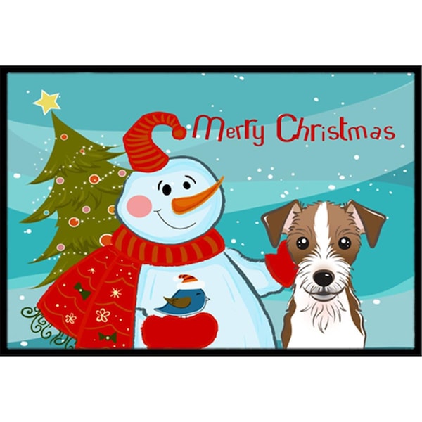 Carolines Treasures Snowman With Jack Russell Terrier Indoor and Outdoor Mat- 24 x 36 in. - BB1822JMAT