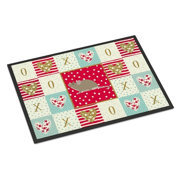 Carolines Treasures 24 x 36 in. Grey Domestic Mouse Love Indoor or Outdoor Mat - CK5450JMAT