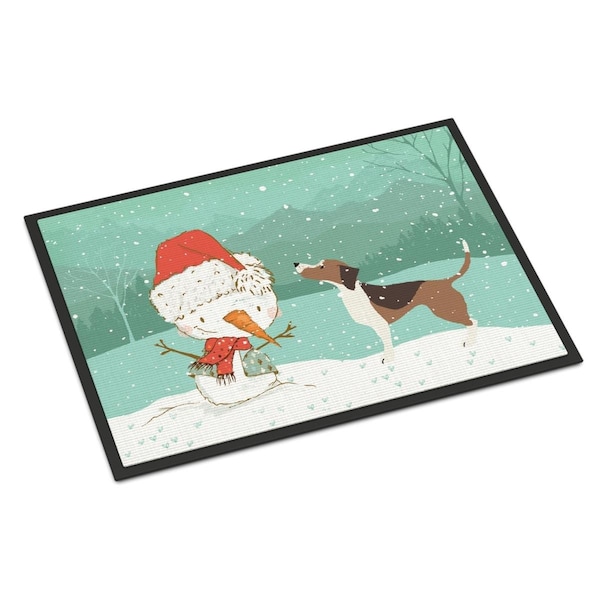 Carolines Treasures 18 x 27 in. Beagle Snowman Christmas Indoor or Outdoor Mat - CK2052MAT
