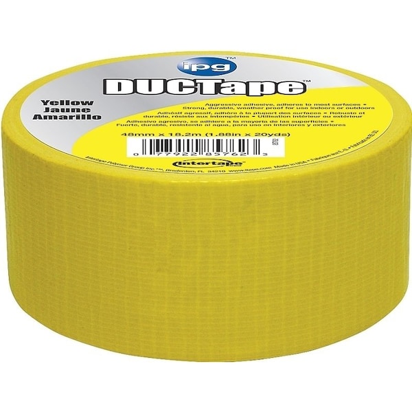 Intertape Duct Tape, 20 yd L, 1.88 in W, Cloth Backing, Yellow - 6720YEL