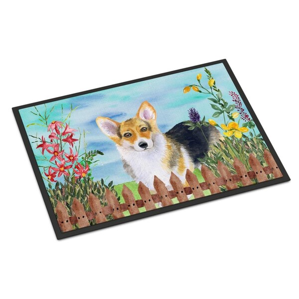 Carolines Treasures Pembroke Corgi Spring Indoor or Outdoor Mat - 18 x 27 in. - CK1204MAT