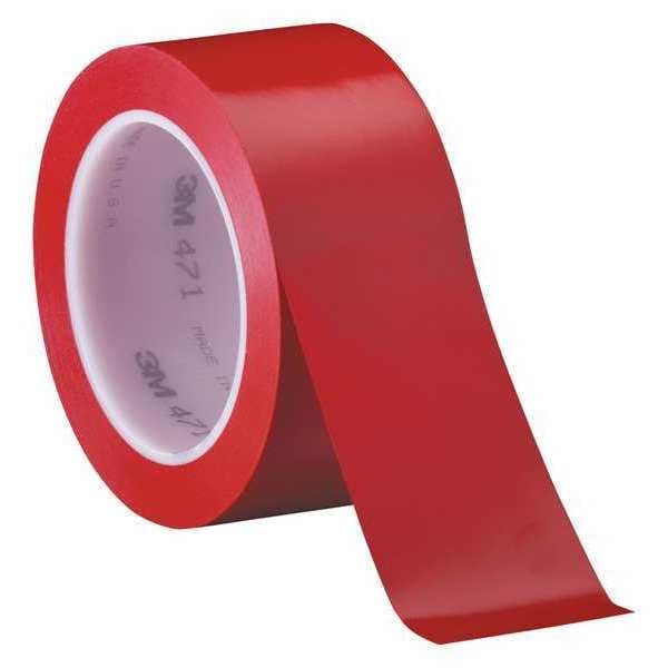 3M Vinyl Tape, 5.2 Mil, 2"x36 yds., Red, PK3 - T9674713PKR