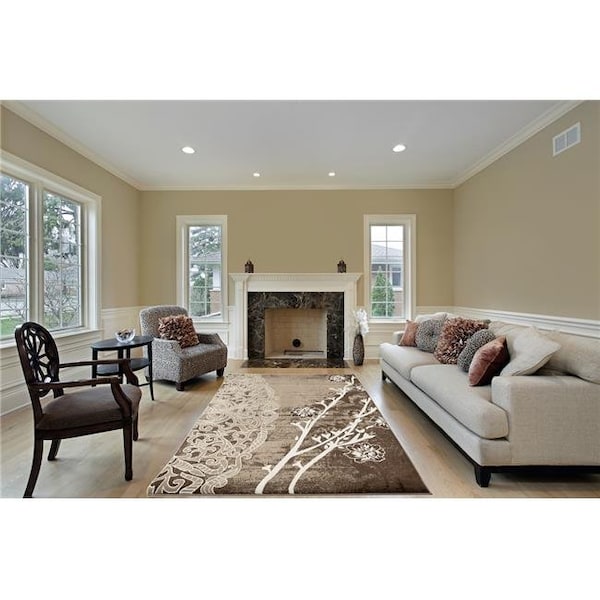 Homedora Homedora HD-JC2249-BDV-BLV 5 x 7 ft. Discount World Modern Jersey Collection Stain Resistant Floral Floor Rug - Brown - HD-JC2249-BDV-BLV