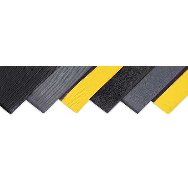 Condor Antifatigue Mat, 3 ft. L x 2 ft. W, 3/8" Thickness, Closed Cell PVC Foam, Corrugated, Black - 39R808