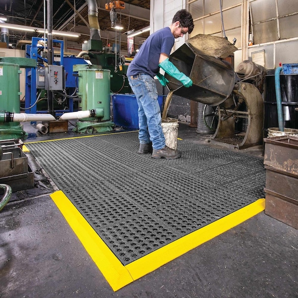 Pig TuffGrit Modular Anti-Fatigue Drainage Mat - FLM8500-3X3T-BK