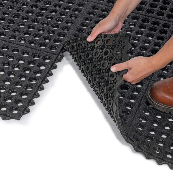 Pig TuffGrit Modular Anti-Fatigue Drainage Mat - FLM8500-3X3T-BK