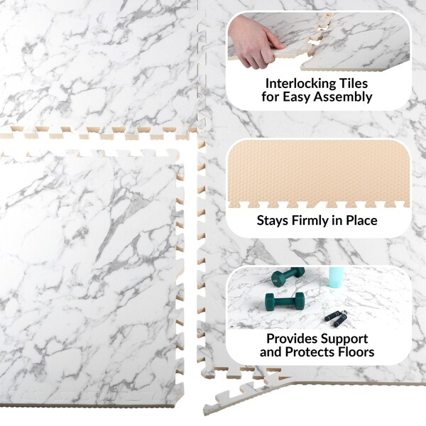 Stalwart Foam Floor Tiles - 24sqft Baby Play Mat - Interlocking Puzzle Mat by Marble - 75-6411