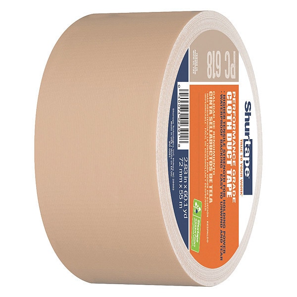 Shurtape Tape, Duct Type, 72mm Duct Tape W - PC 618 BEI-72MM X 55M-16 RLS/CS