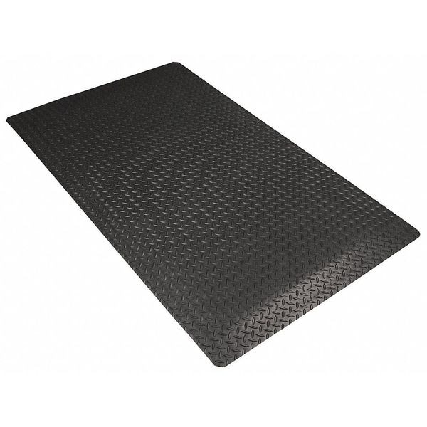 Notrax Antifatigue Mat, 3 ft. L x 2 ft. W, 9/16" Thickness, Nitrile Rubber, Diamond Plate, Black - 490S0023BL